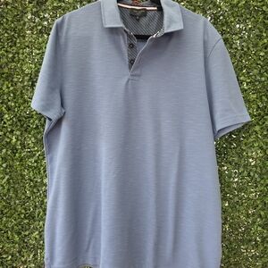 Ted Baker Men’s Light Blue Polo with Patterned Inner Placket